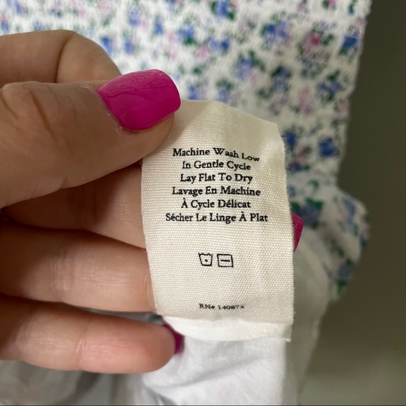 LOVESHACKFANCY Violet Smocked Floral Dress in Blue Jay. Large. - Picture 11 of 11